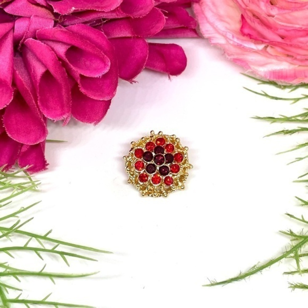 NEW⚜️Ruby Red Crystal Cluster Embellished Brooch